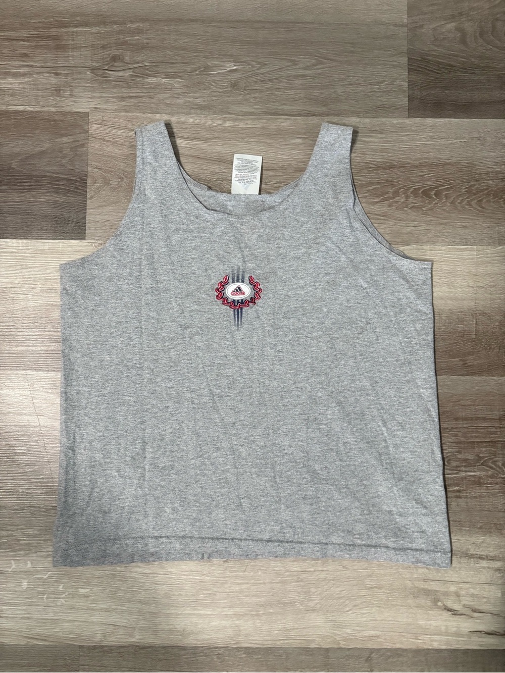 Vintage Adidas Grey Sleeveless Tank with Small Center Emblem